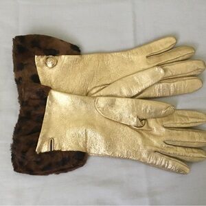 Vintage Versace Gold Medusa gloves.